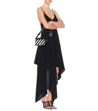 Shop Off-white Asymmetric Silk-blend Dress In Black