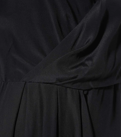 Shop Off-white Asymmetric Silk-blend Dress In Black