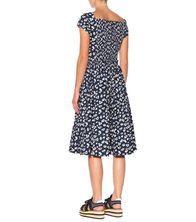 Shop Marni Floral-printed Cotton Dress In Blue