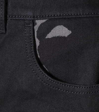 Shop Prada Printed Denim Shorts In Black