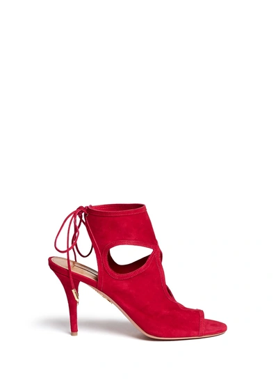 Aquazzura 'sexy Thing' Suede Cut-out Sandals In Red