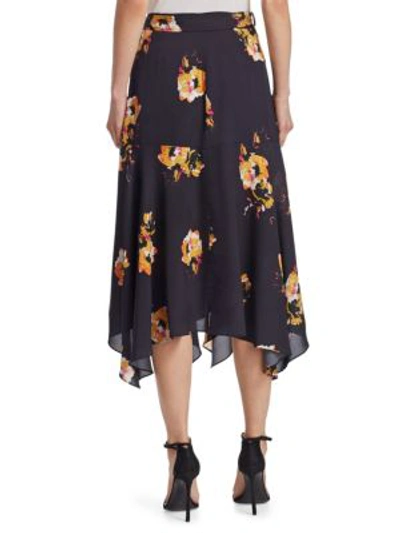 Shop A.l.c Borden Floral Silk Midi Skirt In Black Saffron
