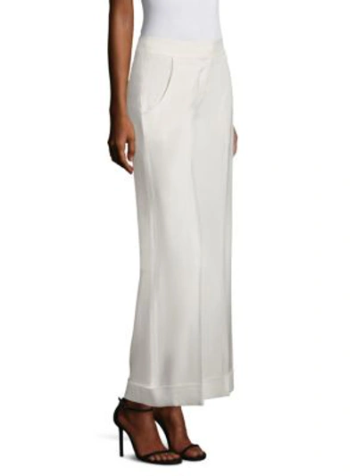Shop Derek Lam Cropped Wide-leg Trousers In Silk White