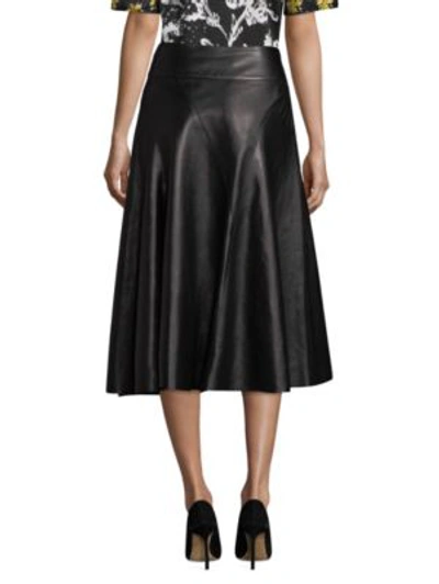 Shop Derek Lam Flared Leather Skirt In Black