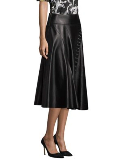 Shop Derek Lam Flared Leather Skirt In Black