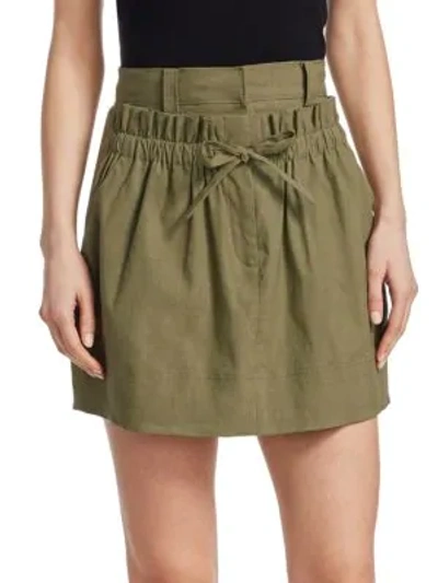 Shop A.l.c Kent Linen Mini Skirt In Sage