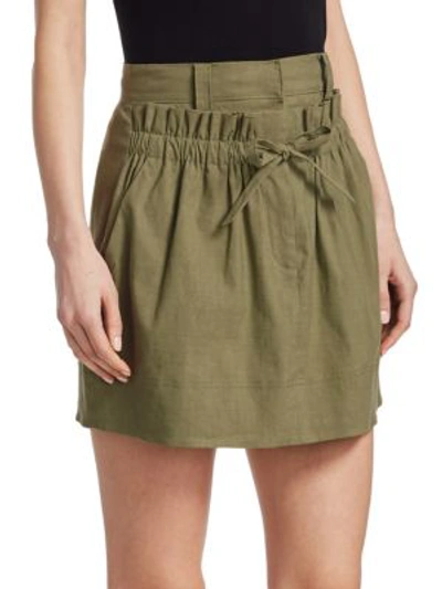 Shop A.l.c Kent Linen Mini Skirt In Sage
