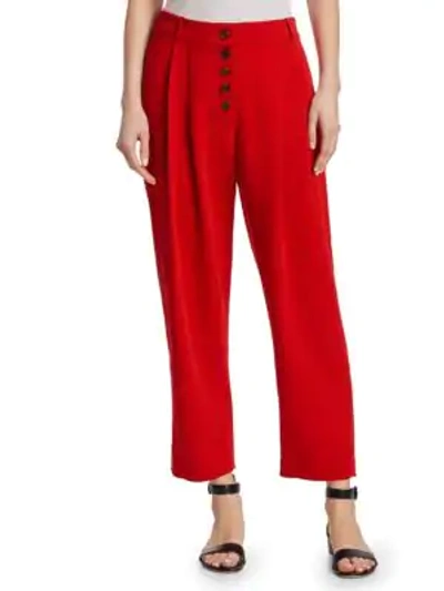 Shop A.l.c Russel Button-front Pants In Flame Red