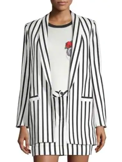 Shop Alice And Olivia Kylie Striped Jacket In Monochrome Stripe