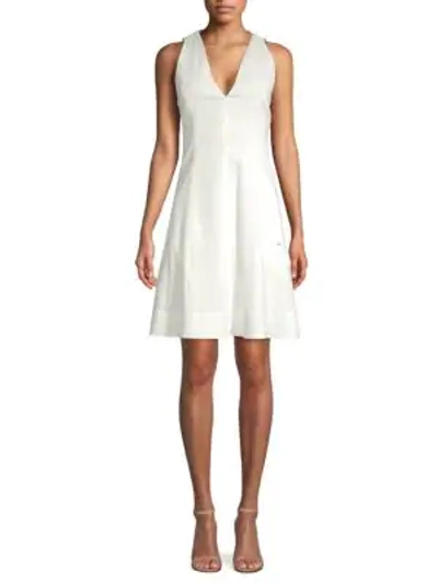 Shop Elie Tahari Selene Fit-&-flare Dress In White