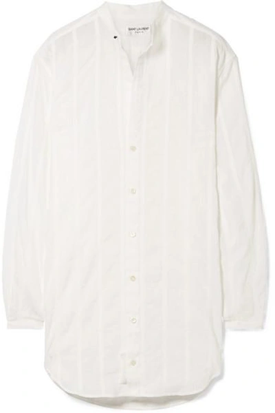Shop Saint Laurent Oversized Striped Cotton Shirt In White