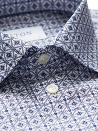 Shop Eton Slim-fit Printed Cotton Poplin Dress Shirt In Blue
