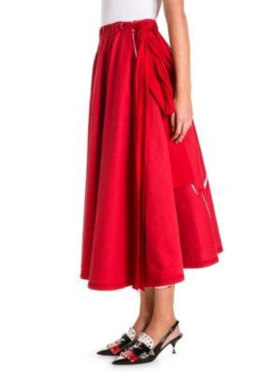 Shop Prada Cotton-blend Circle Skirt In Red White