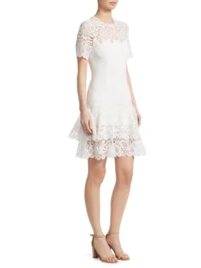 Shop Jonathan Simkhai Multimedia Lace Mini Tee Dress In White