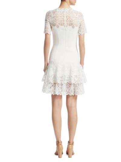 Shop Jonathan Simkhai Multimedia Lace Mini Tee Dress In White