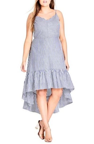 Shop City Chic Mallorca Stripe Maxi Dress In Blue Stripe