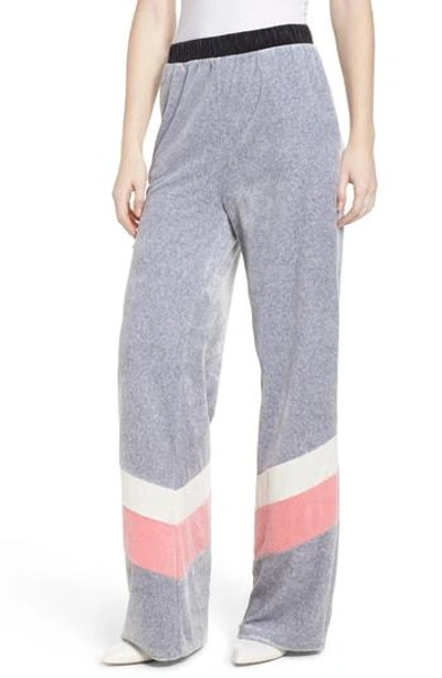 Shop Juicy Couture Colorblock Velour Wide Leg Pants In Silver Lining Angel Combo