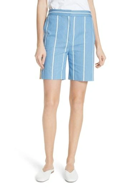 Shop Victoria Victoria Beckham Stripe Slim Shorts In White Stripe