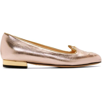 Shop Charlotte Olympia Rose Gold Kitty Flats In 711 Rose Go