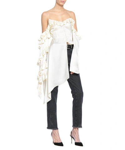 Shop Magda Butrym Pireus Silk Blouse In Bianco