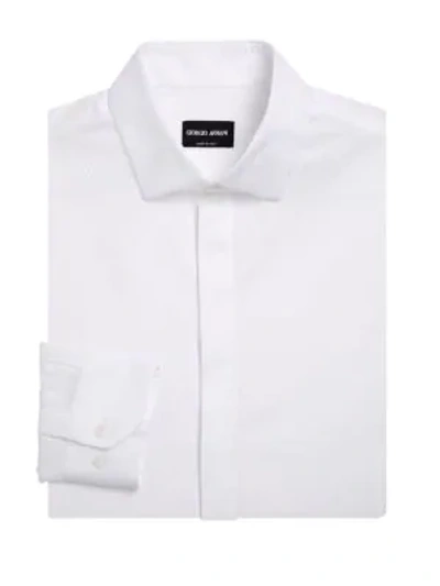 Shop Giorgio Armani Solid Modern Fit Dress Shirt In White