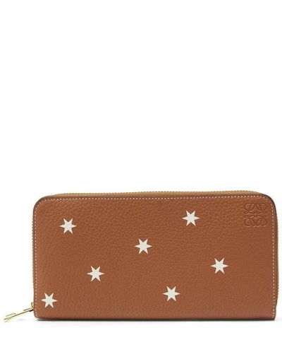 Shop Loewe Leather Star Horizontal Zip-around Wallet In White