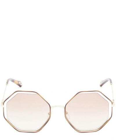 Shop Chloé Poppy Hexagon Sunglasses In Brown