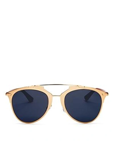 Shop Dior Women's Reflected Mirrored Brow Bar Aviator Sunglasses, 52mm In Rose Gold/blue Solid