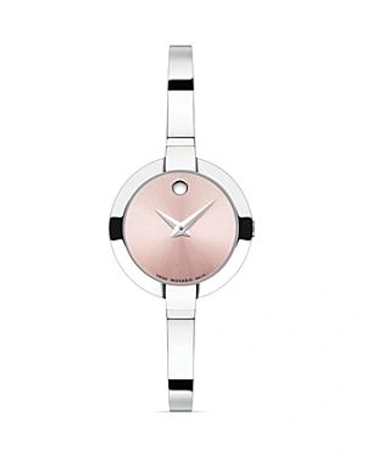 Shop Movado Bela Stainless Steel Watch, 25mm In Silver/pink