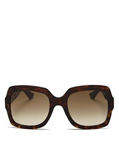 Shop Gucci Women's Oversized Gradient Square Sunglasses, 54mm In Havana/brown Gradient