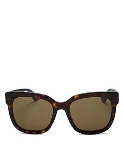 Shop Gucci Women's Logo Square Sunglasses, 54mm In Havana Glue/brown Solid