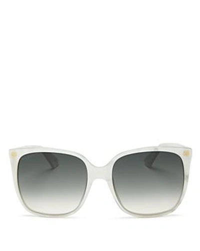 Shop Gucci Women's Square Sunglasses, 57mm In White/gray Gradient