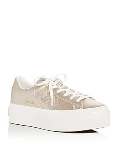 Shop Converse Women's One Star Leather Lace Up Platform Sneakers In Gold
