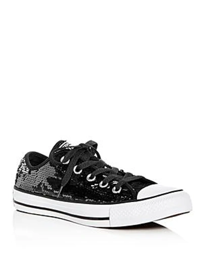 Shop Converse Women's Chuck Taylor All Star Sequin Lace Up Sneakers In Gunmetal