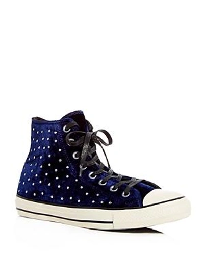 Converse Women's Chuck Taylor Hi Velvet Stud Casual Sneakers From Finish  Line In Blue | ModeSens