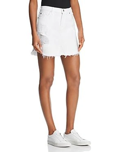 Shop 7 For All Mankind Destroyed Denim Skirt In White Fashion 3