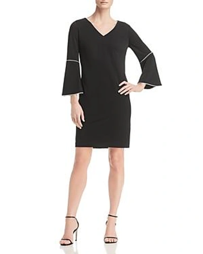 Shop Calvin Klein Piped Bell-sleeve Dress - 100% Exclusive In Black