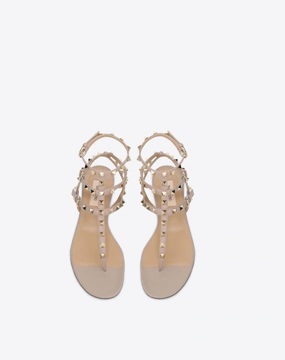 Shop Valentino Garavani Rockstud Flip Flop Sandal In Calfskin Leather In Poudre