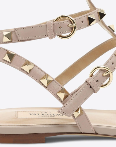 Shop Valentino Garavani Rockstud Flip Flop Sandal In Calfskin Leather In Poudre