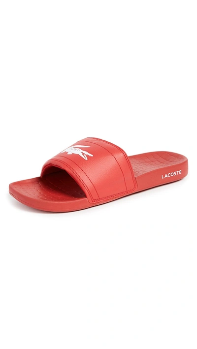 Shop Lacoste Fraisier Slides In Red/white
