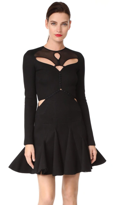 Shop Antonio Berardi Long Sleeve Dress In Nero