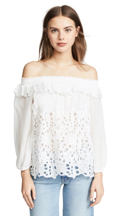 Shop Temptation Positano Long Sleeve Off Shoulder Top In White