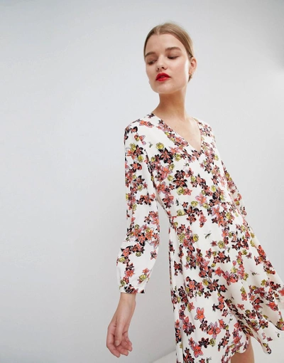 Shop Essentiel Antwerp Flippy Dress In Floral Print-multi