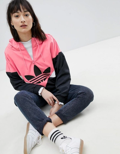 Adidas Originals Colourado Paneled Windbreaker Jacket In Black And Pink -  Black | ModeSens
