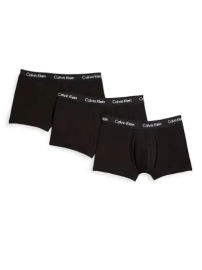 Shop Calvin Klein Underwear 3-pack Stretch Cotton Low-rise Trunks In Black