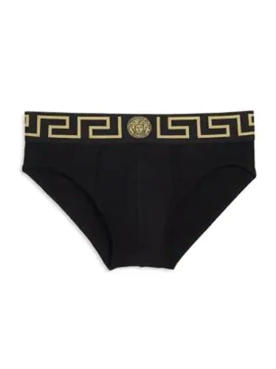 Shop Versace Men's 2-pack Stretch Cotton Briefs In Black White