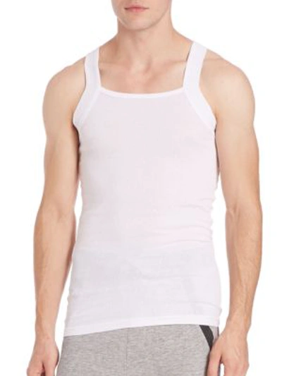 Shop 2(x)ist 2-pack Ribbed Cotton Tank Top In White