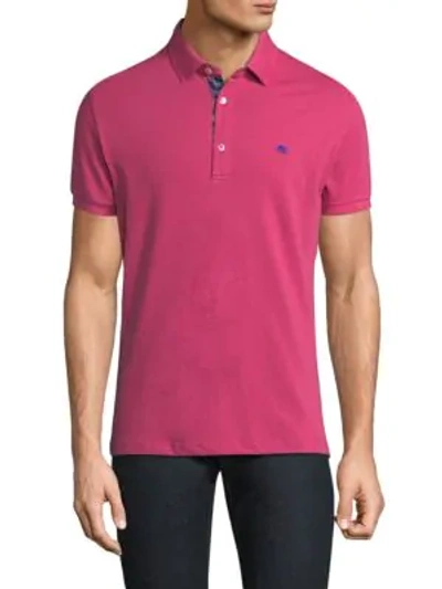 Shop Etro Classic Cotton Polo In Dark Pink