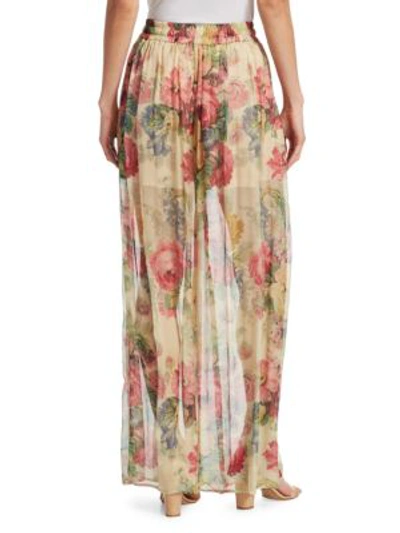Shop Zimmermann Melody Wide Leg Pants In Taupe Floral