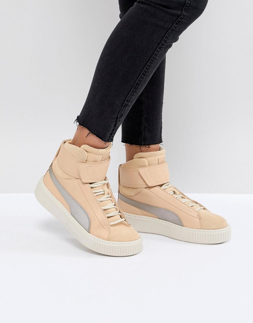 puma basket platform beige